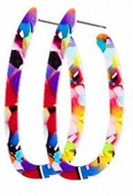 Multicolor Acrylic Elongated Hoop