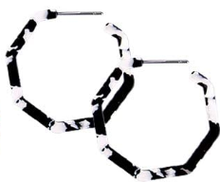 Load image into Gallery viewer, Black and White Polygonal Hoop Earrings
