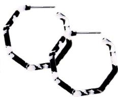 Black and White Polygonal Hoop Earrings
