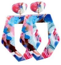 Acrylic Dangle Mottle Earrings